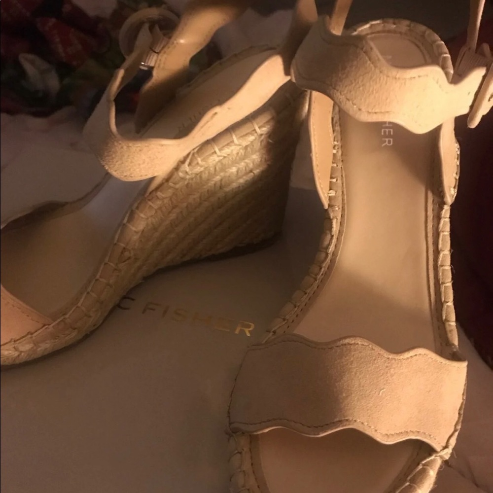 Marc Fisher Light Natural Suede Wedge
